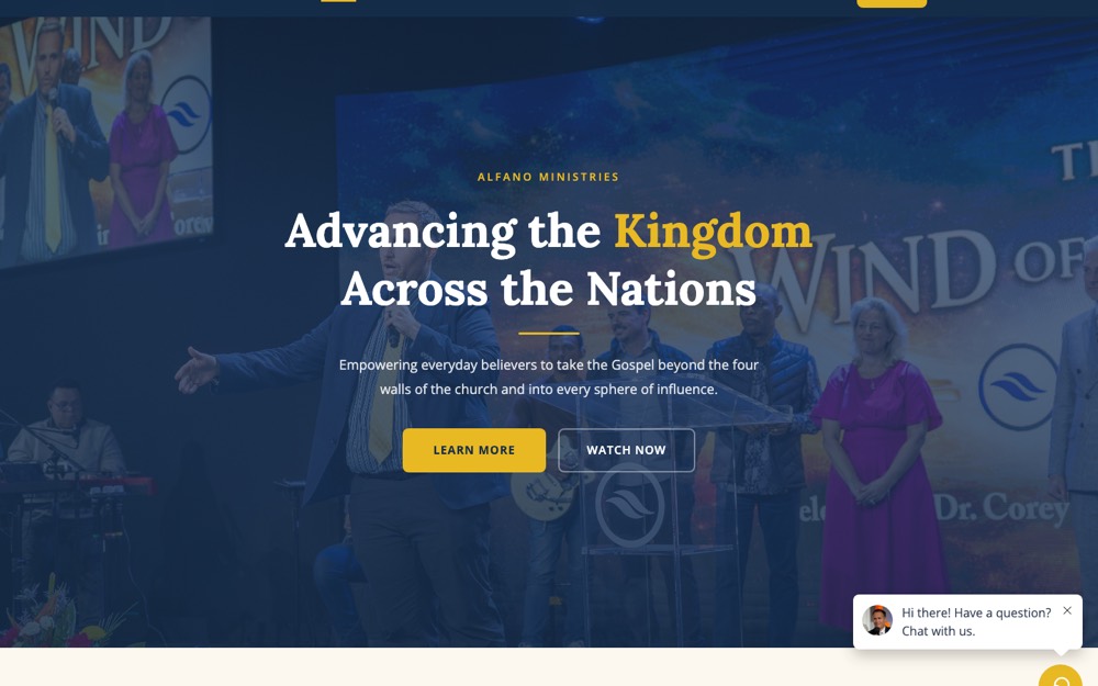 Alfano Ministries website homepage