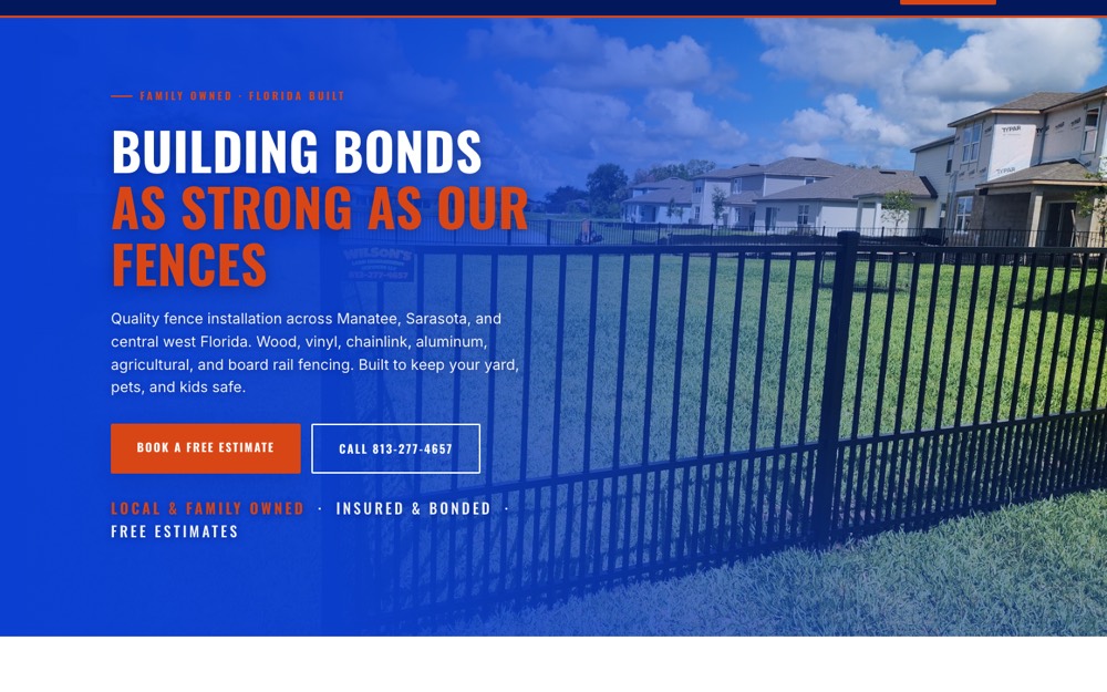 Wilson's Fencing FL website homepage